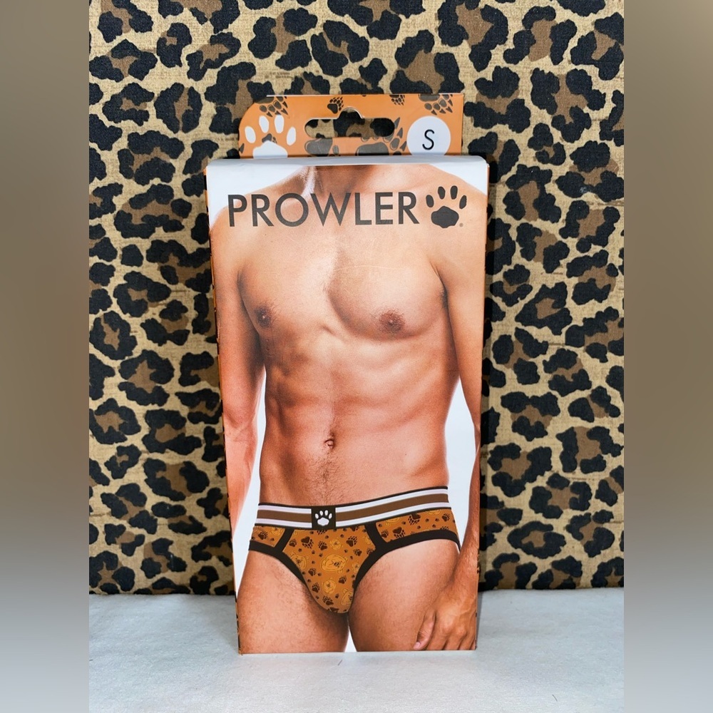 🦋B2G1🦋PROWLER Men’s BEAR PAWN Pattern Print Brief Underwear Brown | SMALL |